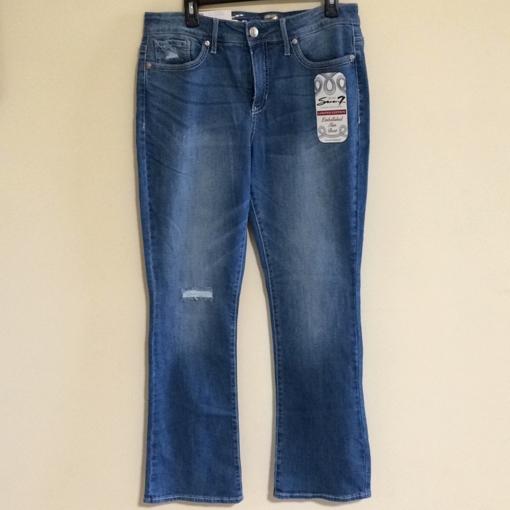 Seven7 Mid Rise Rocker Slim Boot Embroidered - Picture 6 of 8